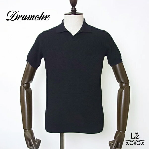Drumohr ドルモア スキッパー ニット ポロシャツ ニットポロ メンズ D0G146M 半袖 ブラック 黒 イタリア ブランド 国内正規品 38500