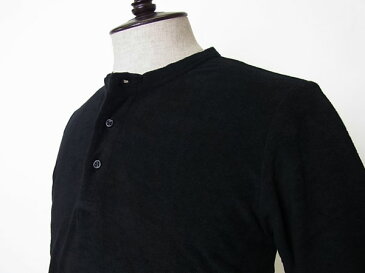 GUY ROVER ギローバー メンズ パイル ヘンリーネック Tシャツ TC441J 半袖 カットソー ブラック 黒 小さいサイズ XXS タオル地 イタリア製 春夏モデル 国内正規品 12100【送料無料】