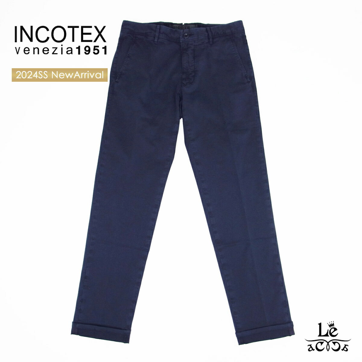 INCOTEX SLACKS インコテックス スラックス ガーメントダイ オーガニックコットン ストレッチ ギャバジン テーパード パンツ 17S100-9664A SLIM FIT ネイビー 紺 無地 メンズ イタリア ブランド 国内正規品 41800