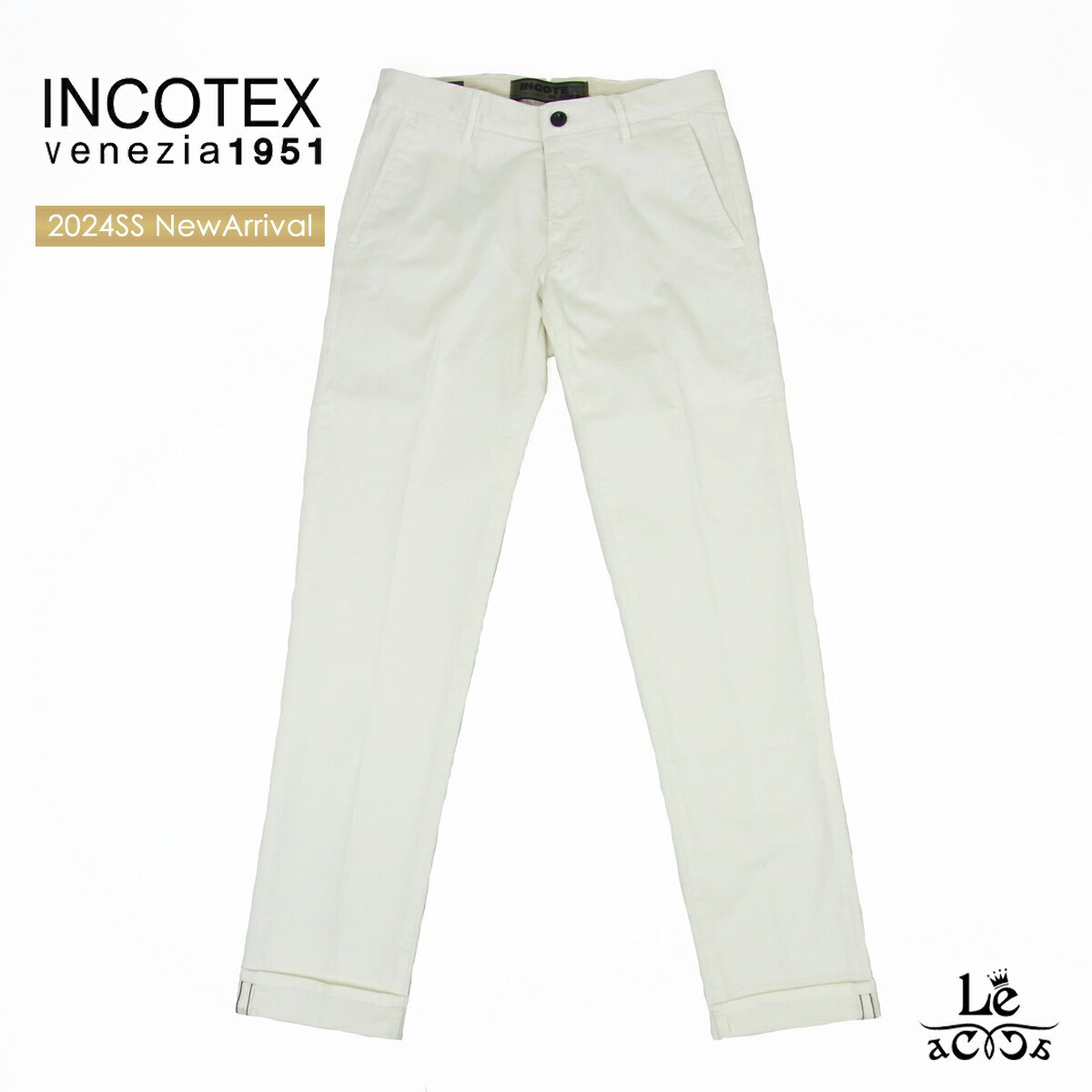 INCOTEX SLACKS インコテックス スラックス ガーメントダイ オーガニックコットン ストレッチ ギャバジン テーパード パンツ 17S100-9664A SLIM FIT ホワイト 白 メンズ イタリア ブランド 国内正規品 41800