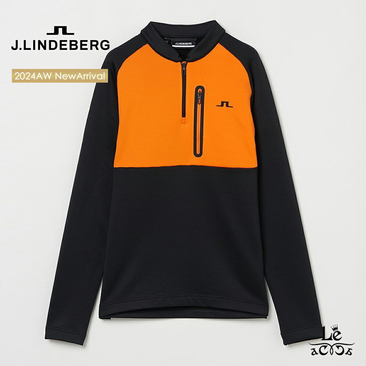 J.LINDEBERG ジェイリンドバーグ クオータージップ ミッドレイヤー 071-32911 メンズ 長袖 ジャージ Jリンドバーグ ゴルフ ロゴ ブラック オレンジ ブランド 国内正規品 33000【送料無料】