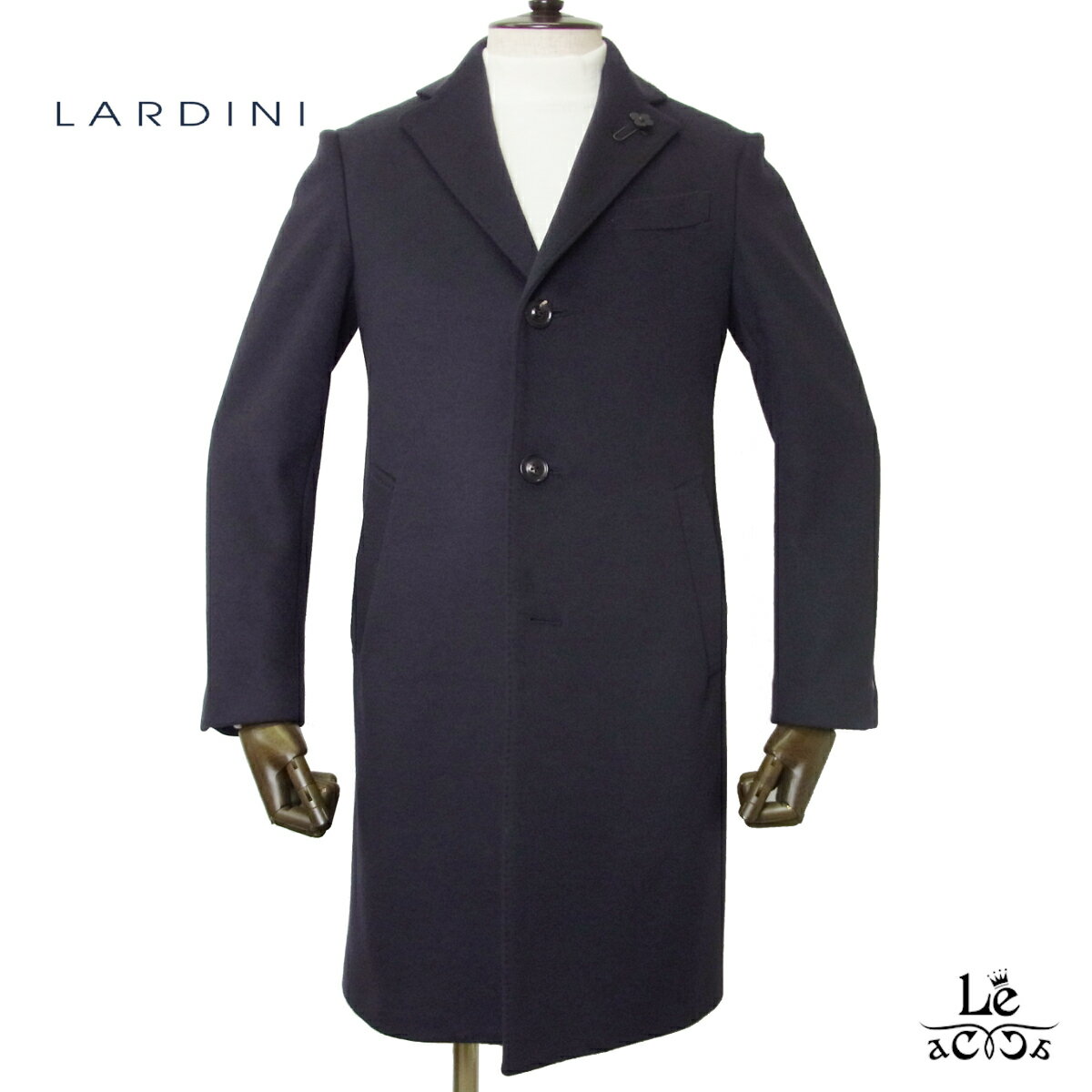 LARDINI ラルディーニ チェスターコート ウール コート メンズ シングル JY23636Q ITC61603 無地 ネイビー 紺 ブートニエール イタリア ブランド 国内正規品 209000