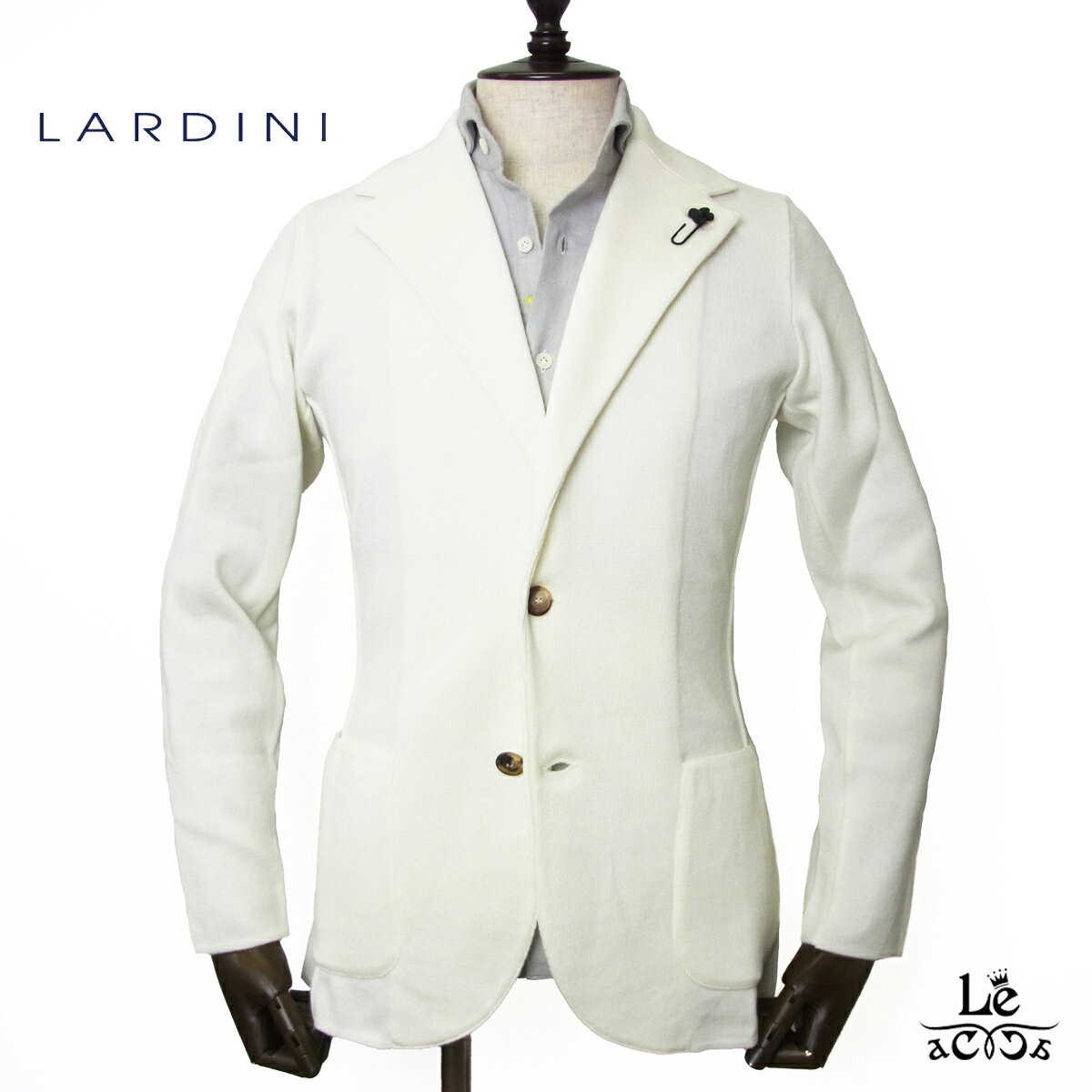 【ポイント5倍 クーポン対象】LARDINI ジャケット ニットジャケット ウール メンズ ALJM56J000 カーディガン ブートニエール 無地 ホワイト 白 イタリア ブランド 国内正規品 107800 【送料無料】 springouter