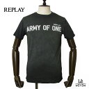 【クーポン対象】REPLAY リプレイ Tシャツ ガーメントダイ コットン ジャージー ARMY OF ONE 半袖 クルーネック ブラック 国内正規品 11000【送料無料】【追跡可能メール便】