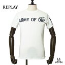 【ポイント10倍】REPLAY リプレイ Tシャツ ガーメントダイ コットン ジャージー ARMY OF ONE 半袖 クルーネック ホワイト 国内正規品 11000【送料無料】【追跡可能メール便】