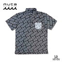 【P10倍】【30%OFF】muta MARINE ムータマリン ゴルフ ダイアゴナル ジャガード ポロシャツ メンズ 半袖 MGJC-446339 ブラック ポリエステル ロゴ ゴルフウエア 春夏 ブランド 国内正規品 【送料無料】