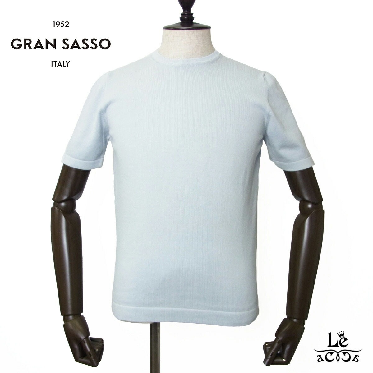 楽天Le acca【ポイント10倍】GRAN SASSO グランサッソ 12ゲージ コットン クルーネック ニット 半袖 メンズ ニットT ニットカットソー ハイゲージ 58138 18120 アイスグレー 無地 イタリア ブランド 国内正規品 27500【送料無料】