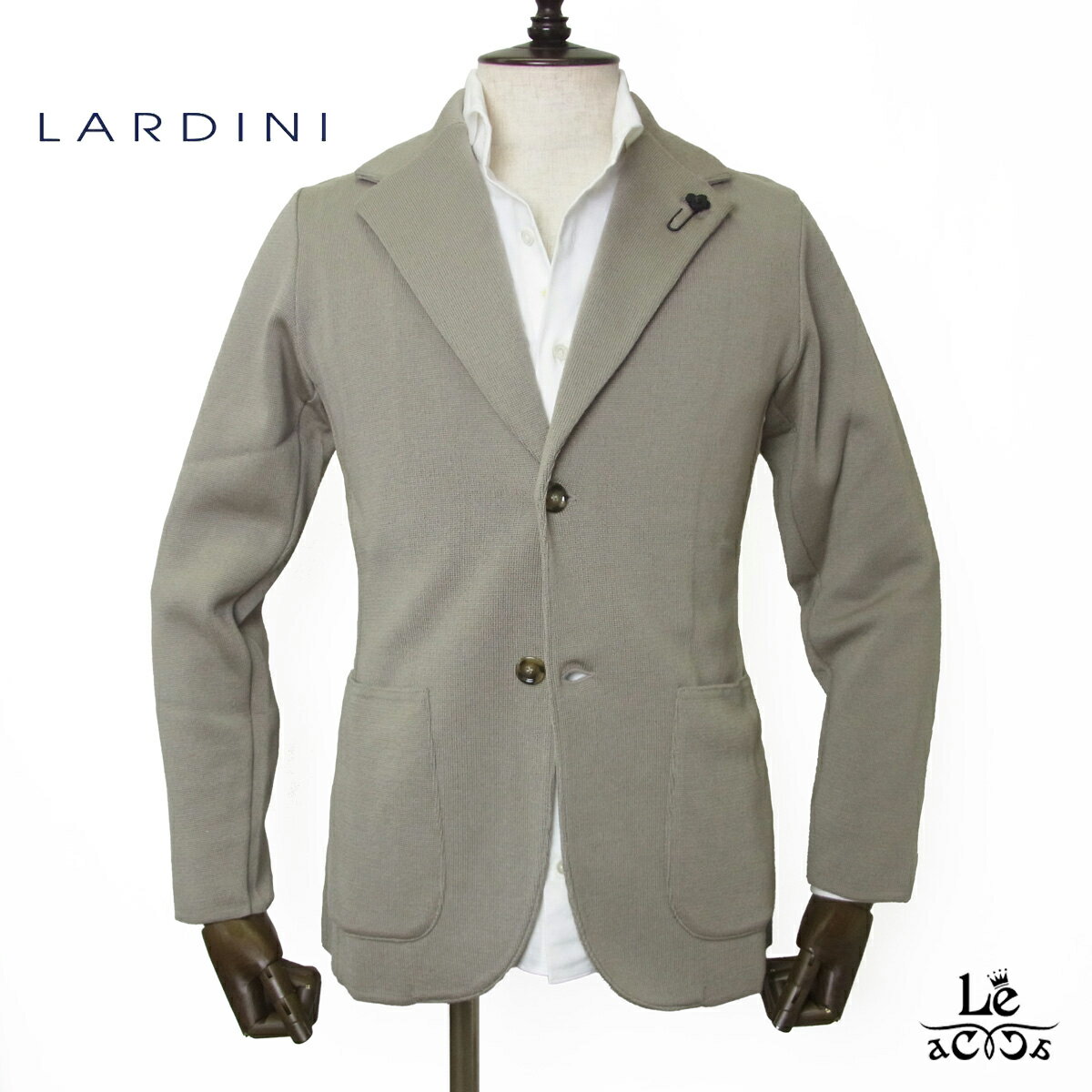 LARDINI ラルディーニ ニットジャケット ALJM565000 メリノウール シングル ジャケット メンズ ブートニエール 無地 トープ イタリア ブランド 国内正規品【送料無料】