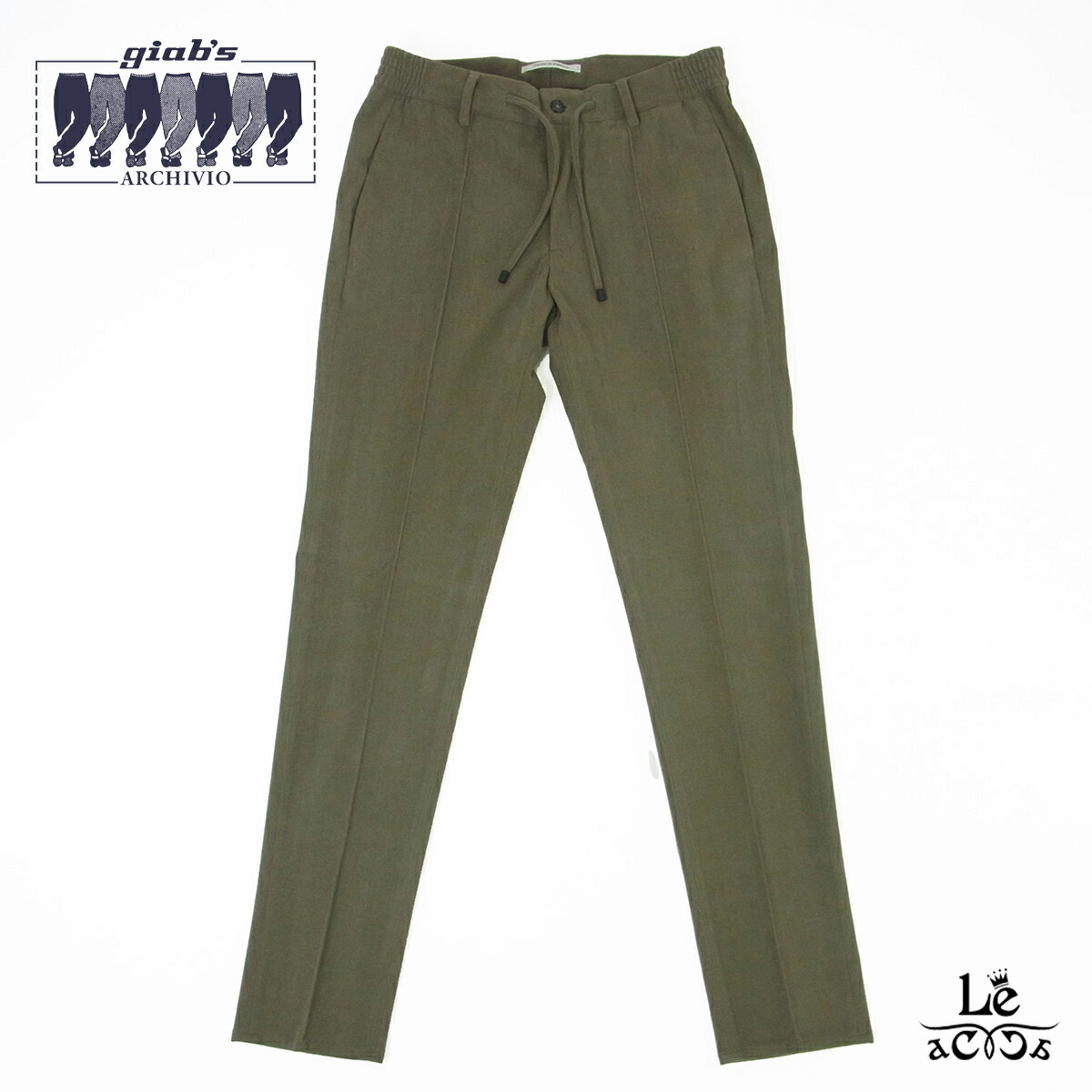 【30％OFF】ジャブス アルキヴィオ giab's ARCHIVIO マサッチョ MASACCIO M1 A5637 ピケ コーデュロイ パンツ 永久クリース カーキ メンズ イタリア ブランド 秋冬 国内正規品【送料無料】