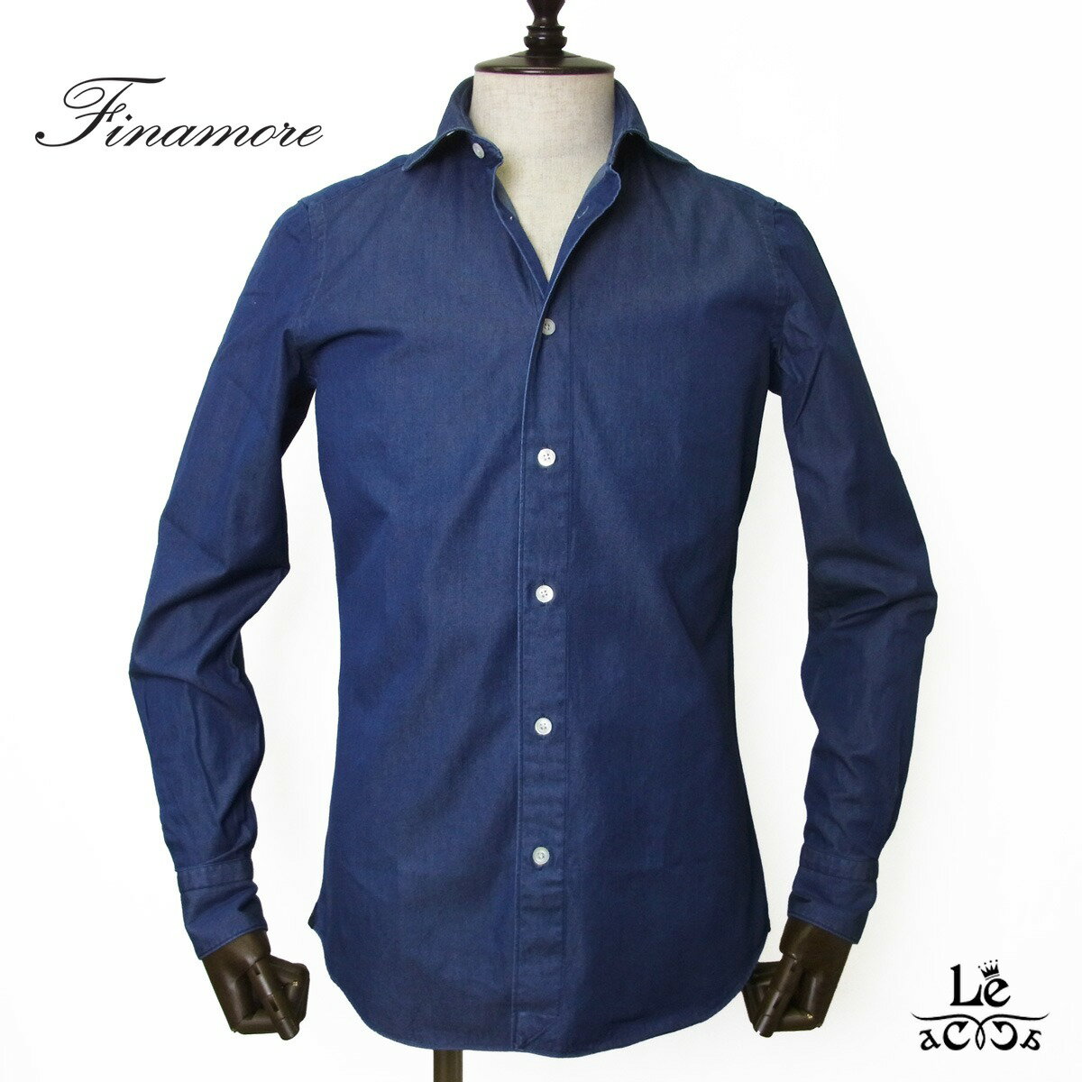 【20%OFF】Finamore フィナモレ シャンブレーシャツ BALI 長袖 シャツ メンズ カッタウェイ SIMONE ダンガリーシャツ インディゴ ネイ...