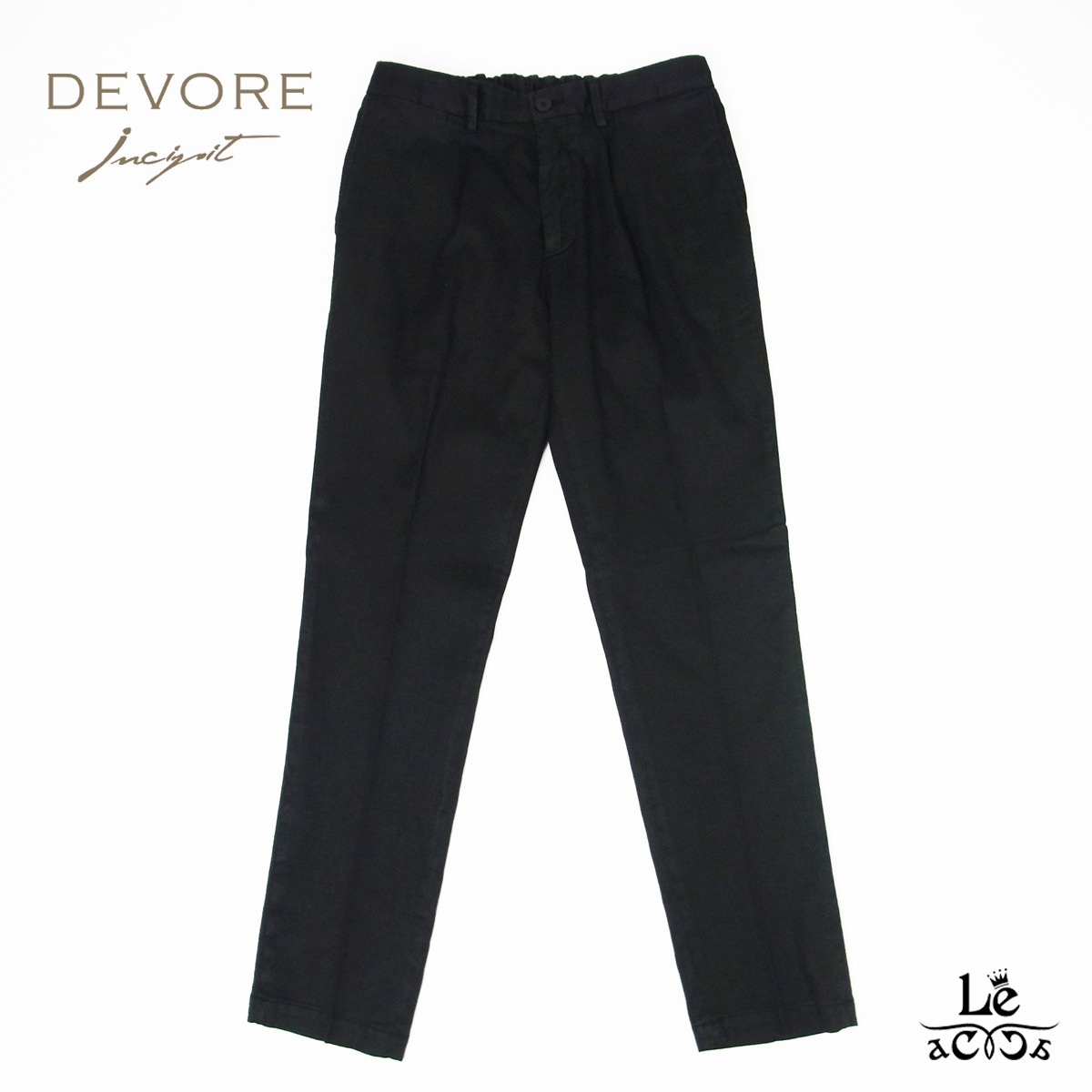 單縫褶 - 【ポイント10倍】【クーポン対象】DEVORE Incipit デヴォレ インチピット ガーメントダイ ストレッチ リネン コットン テーパード パンツ DVR15 G049 ブラック 黒 無地 イタリア ブランド 国内正規品【送料無料】