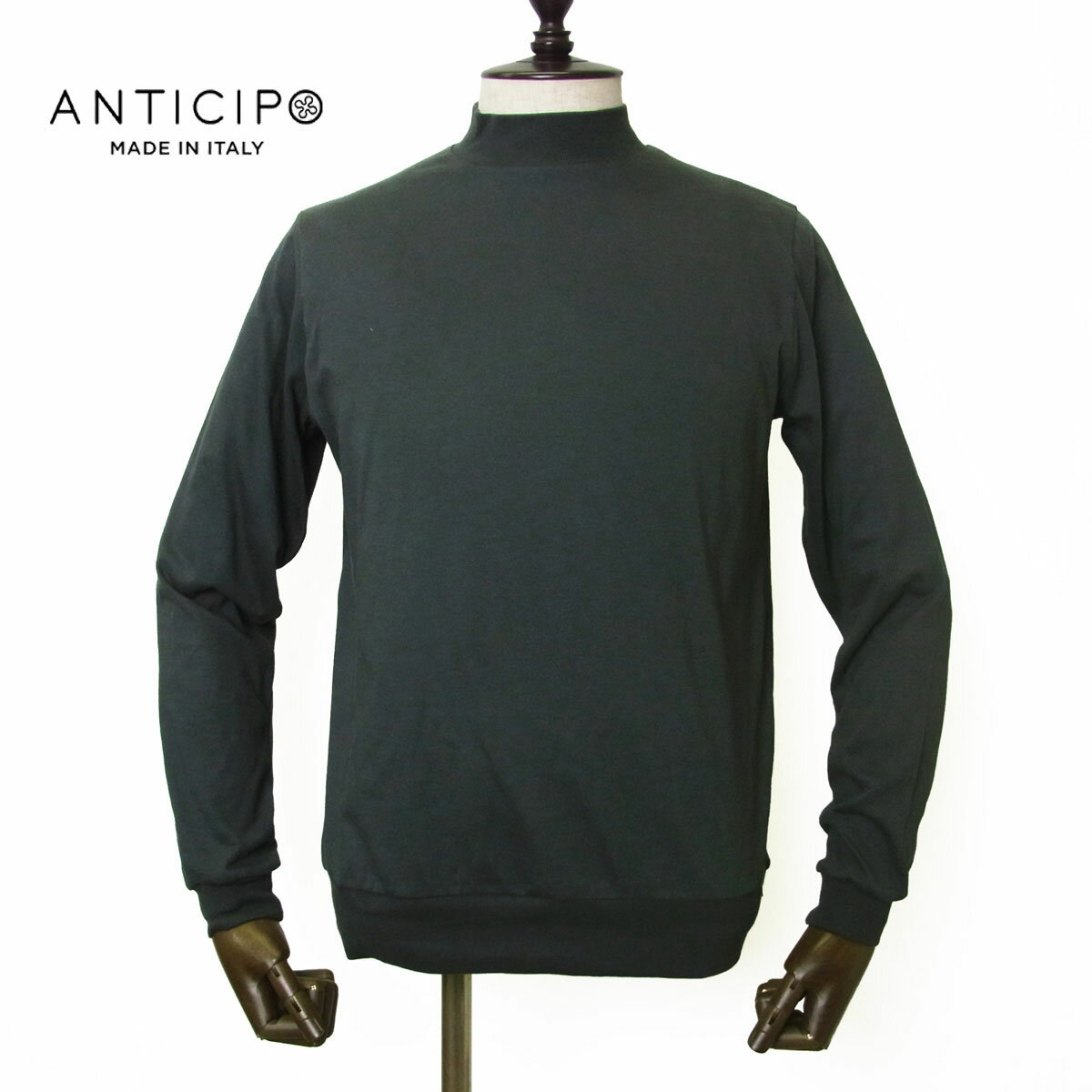 楽天Le acca【ポイント10倍】ANTICIPO アンティーチポ モックネック 長袖 カットソー FIANO LUNGO smooth ロングスリーブ Tシャツ ハイネック チャコールグレー 25AW イタリア ブランド 国内正規品【送料無料】