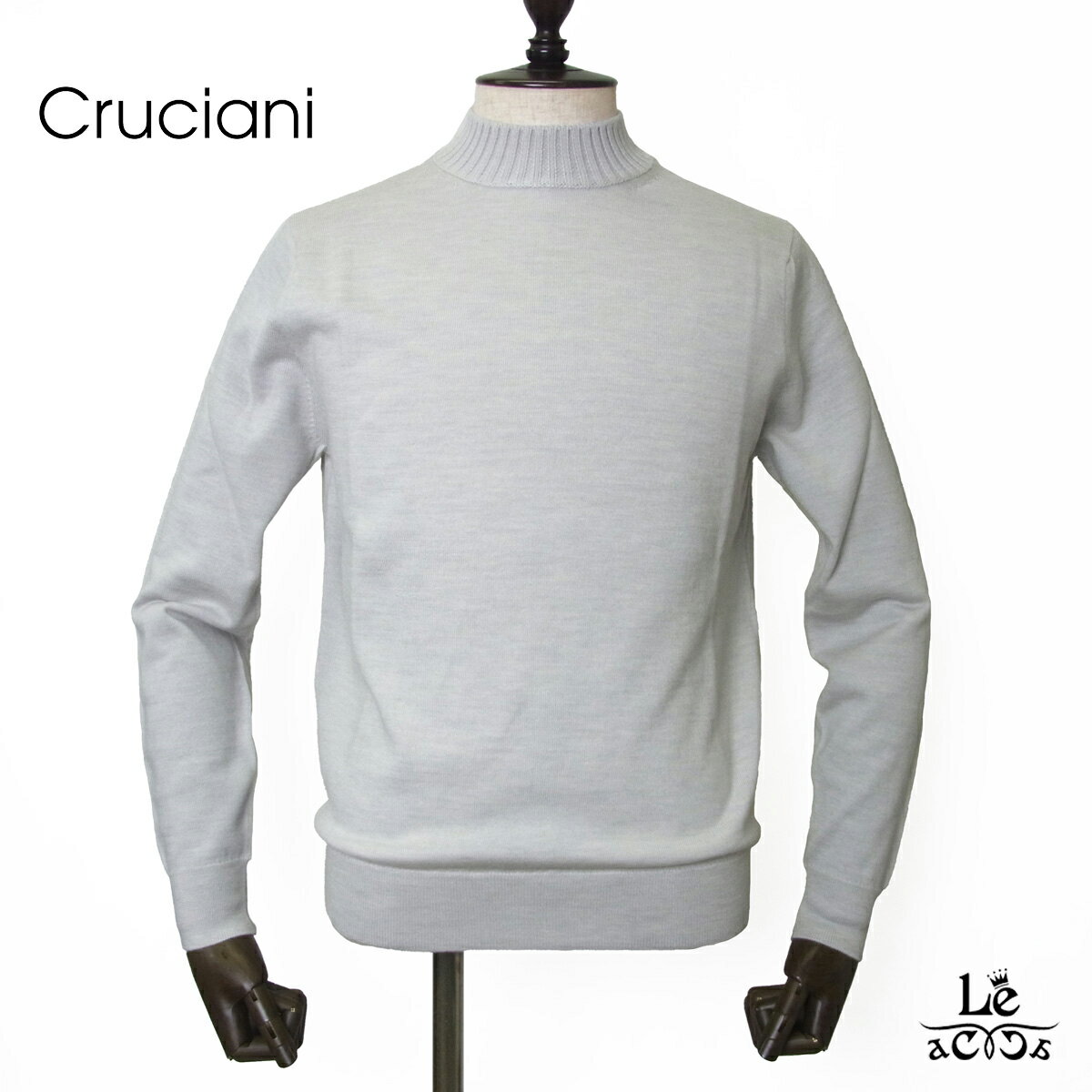 【クーポン対象】Cruciani クルチアーニ モックネック ニット JU4204 12LM1 ハイゲージ 長袖 ハイネック ウール ライトグレー 秋冬 イタリア ブランド 国内正規品【送料無料】