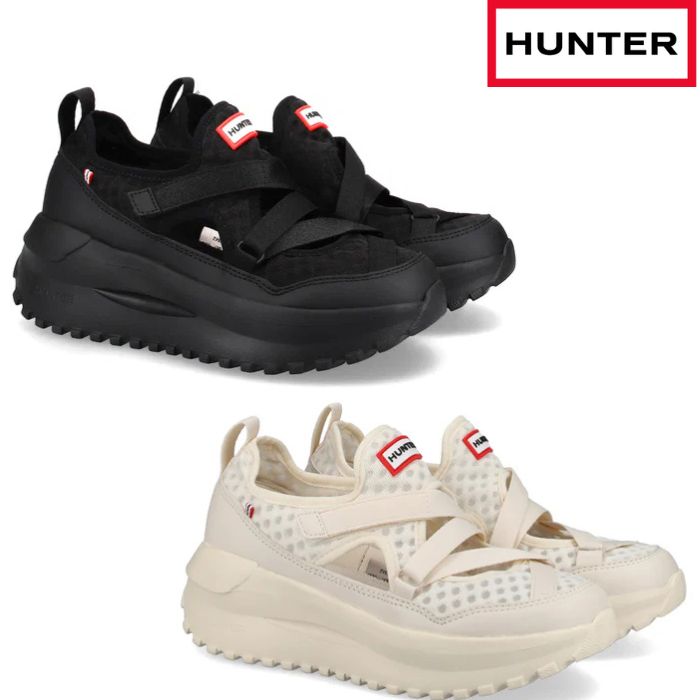 Rakuten - ハンター HUNTER WFF3123MSH トラベル フロー メリー ジェーン トレーナー スニーカー シューズ レディース WOMENS TRAVEL FLOW MARY JANE TRAINER ブラック 黒 ホワイト 白 靴 日常使い 普段使い ワンポイント お出かけ