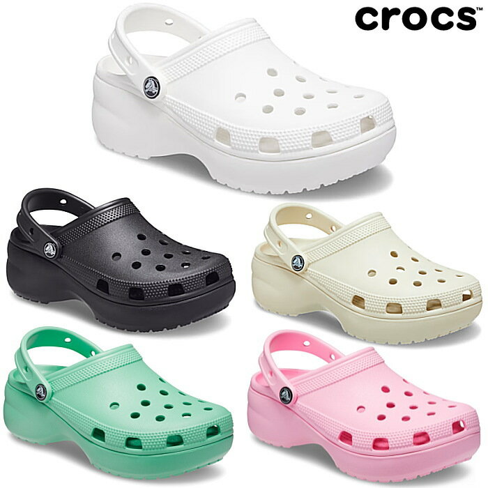 クロックス クロックス crocs レディース クラシック プラットフォーム クロッグ 軽量 厚底 サンダル クロッグ Classic Platform Clog W 206750 ホワイト ボーン ブラック ジェイドストーン フラミンゴ