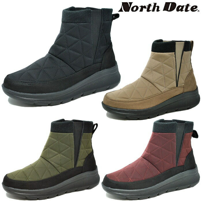 ノースデイト North Date レディース ブーツ 防水 防滑 防寒 サイドゴア スパイク付き ウインターブーツ KH-32002 ブーツ セール