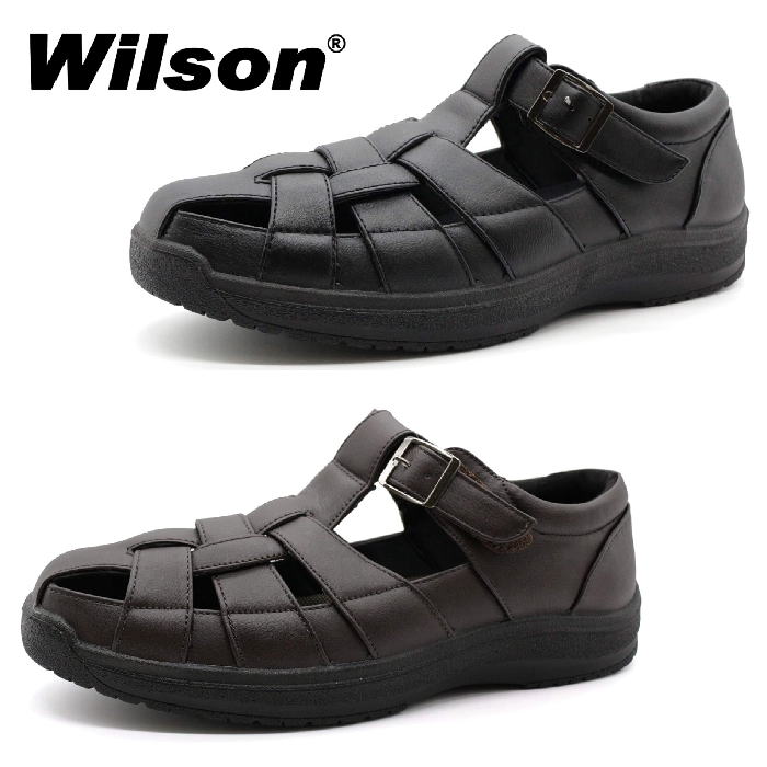 ウィルソン Wilson 3630 サンダル メンズ 靴 カメサンダル グルカサンダル ブラック ダークブラウン 軽量 軽い 通気性 3E オフィスサンダル ドライビング カジュアル