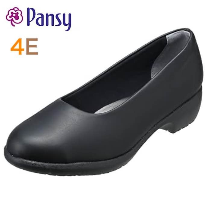Rakuten - パンジー pansy 4071 オフィスシューズ レディース パンプス 4E 幅広 軽量 シンプル カジュアル フォーマル シューズ おしゃれ 抗菌 防臭 ブラック 黒 靴