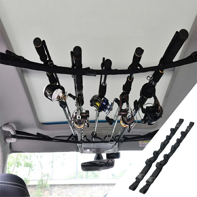 ロッドキャリー ロッドホルダー 車 車用品 【最大5本まで収納可能】 ナイロン ロッドホルダー 釣り竿収..