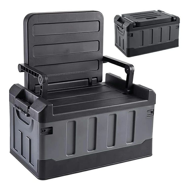 収納ボックス 座椅子 コンテナチェア 1台2役 大容量 60L 椅子にもなるボックス ふた付き キャンプ 収納..