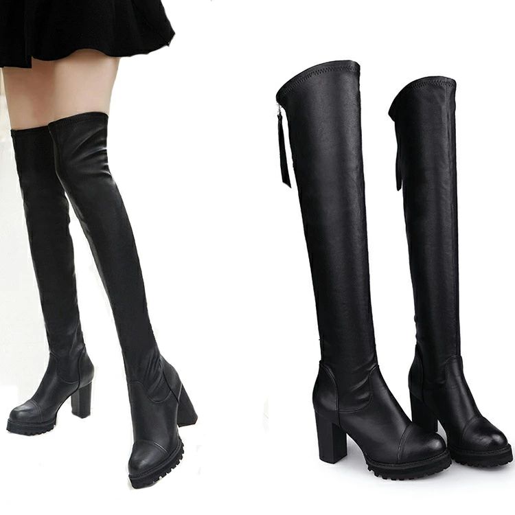 【4499円→実質4049円 P5+5%COUPON! 11/27 1:59迄】ロングブーツ ニーハイブーツ ブーツ レディース ひざ丈 ニーハイブーツ 厚底 厚底ブーツ ストレッチ つや消し黒 ブラック BLACK 大きいサイズあり 靴 コスプレ コス ライブ 衣装 ハロウィン コスプレ 黒 22.5 23.0