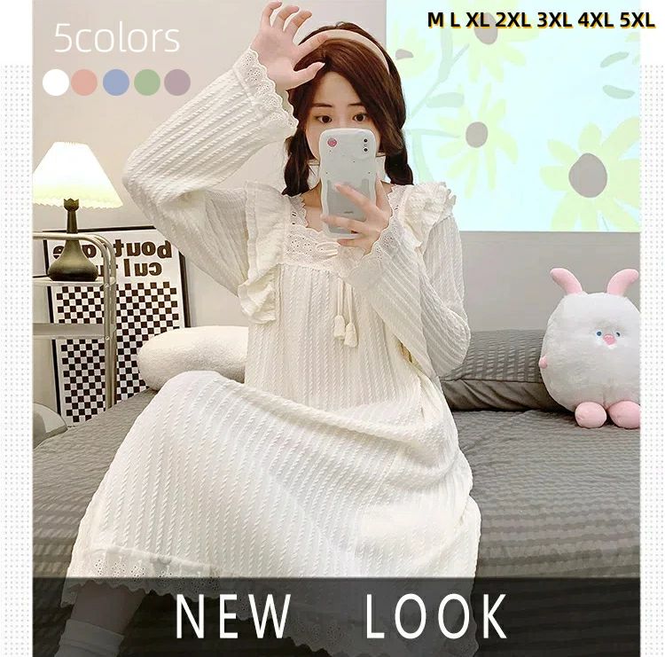 【3168円→実質2534円 P5+5%COUPON+10%OFF! 11/27 1:59迄】ワンピース パジャマ ルームウェア 長袖 可愛い 姫系 部屋着 寝...