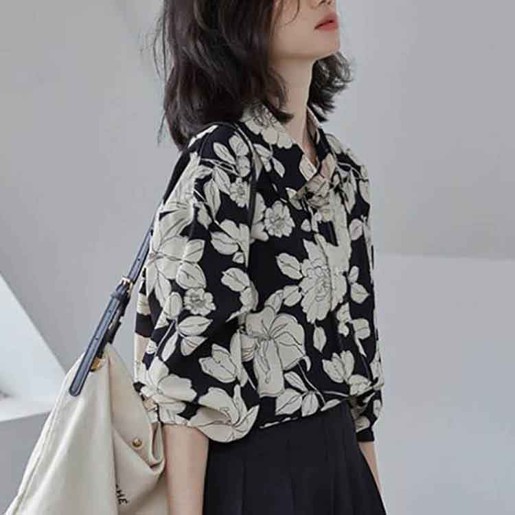 【新発売限定記念価格！】ブラウス レディース 春秋 長袖 ブラウス シフォン vネックブラウス シャツ おしゃれ 韓国風 大きいサイズ フォーマル 通勤 新品 OL トップス シフォン シャツ(4)