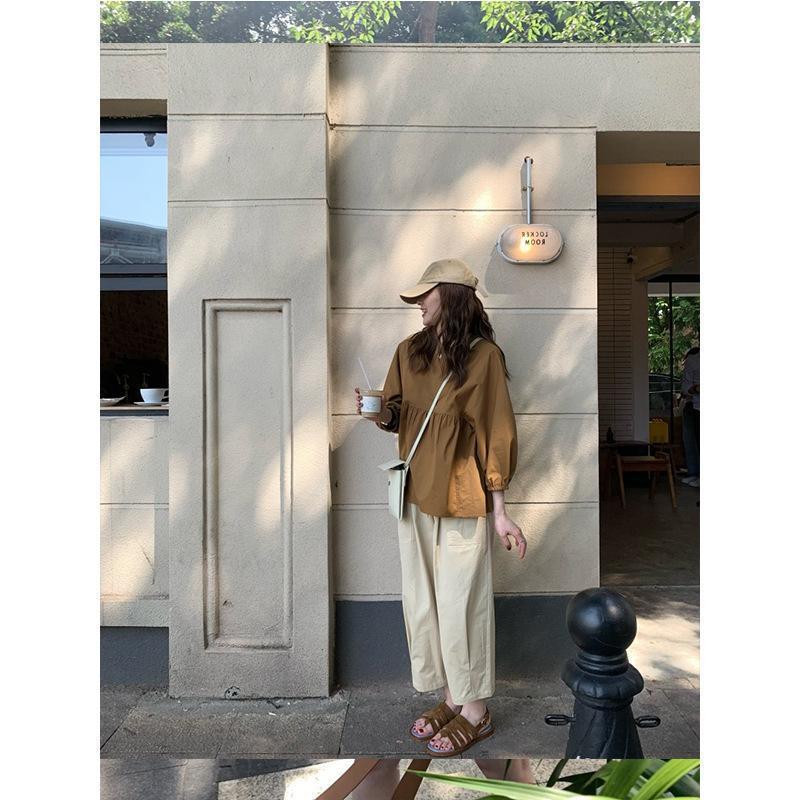 【オープン記念！5%OFFクーポン 11/17まで】チュニック レディース ブラウス シャツ パフスリーブ オフィス カジュアル おしゃれ 春 秋 ペプラム トップス 体型カバー