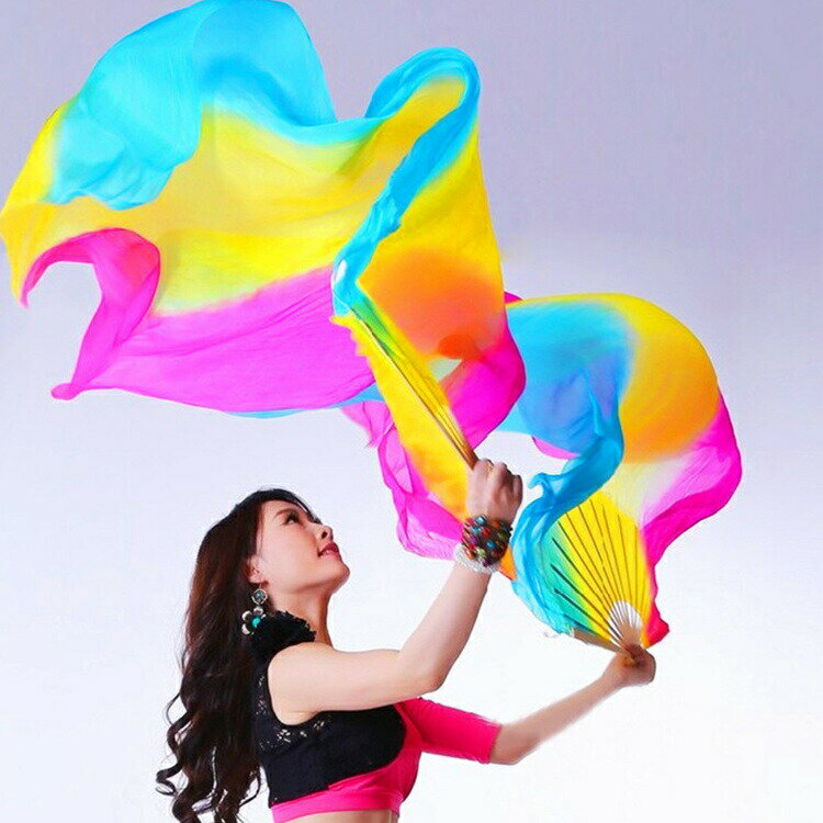 ベリーダンス ファンベール 2本セット扇子 アクセサリー　演出　飾り　ファンベール タイダイ柄　全8色..
