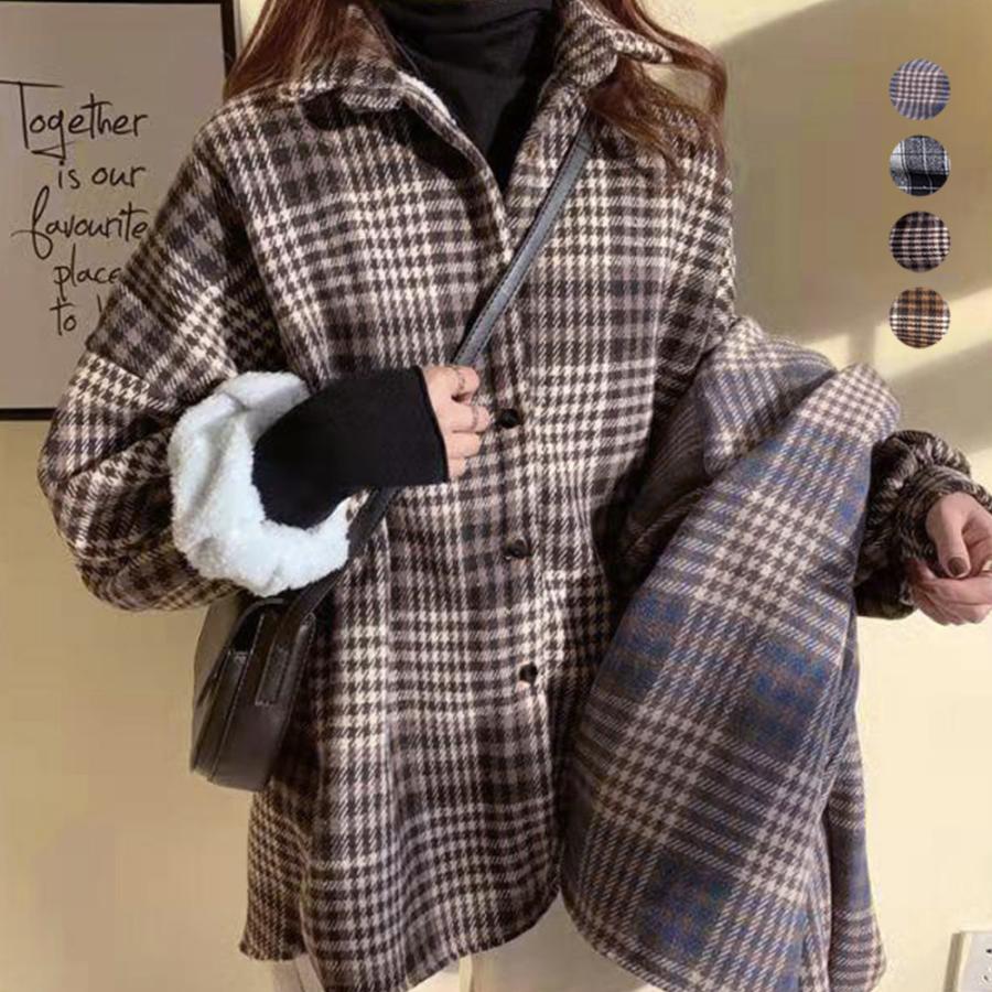 【4588円→実質3900円 P10+5%COUPON! 11/19 23:59迄】チェック柄シャツ 裏ボア ジャケット秋冬