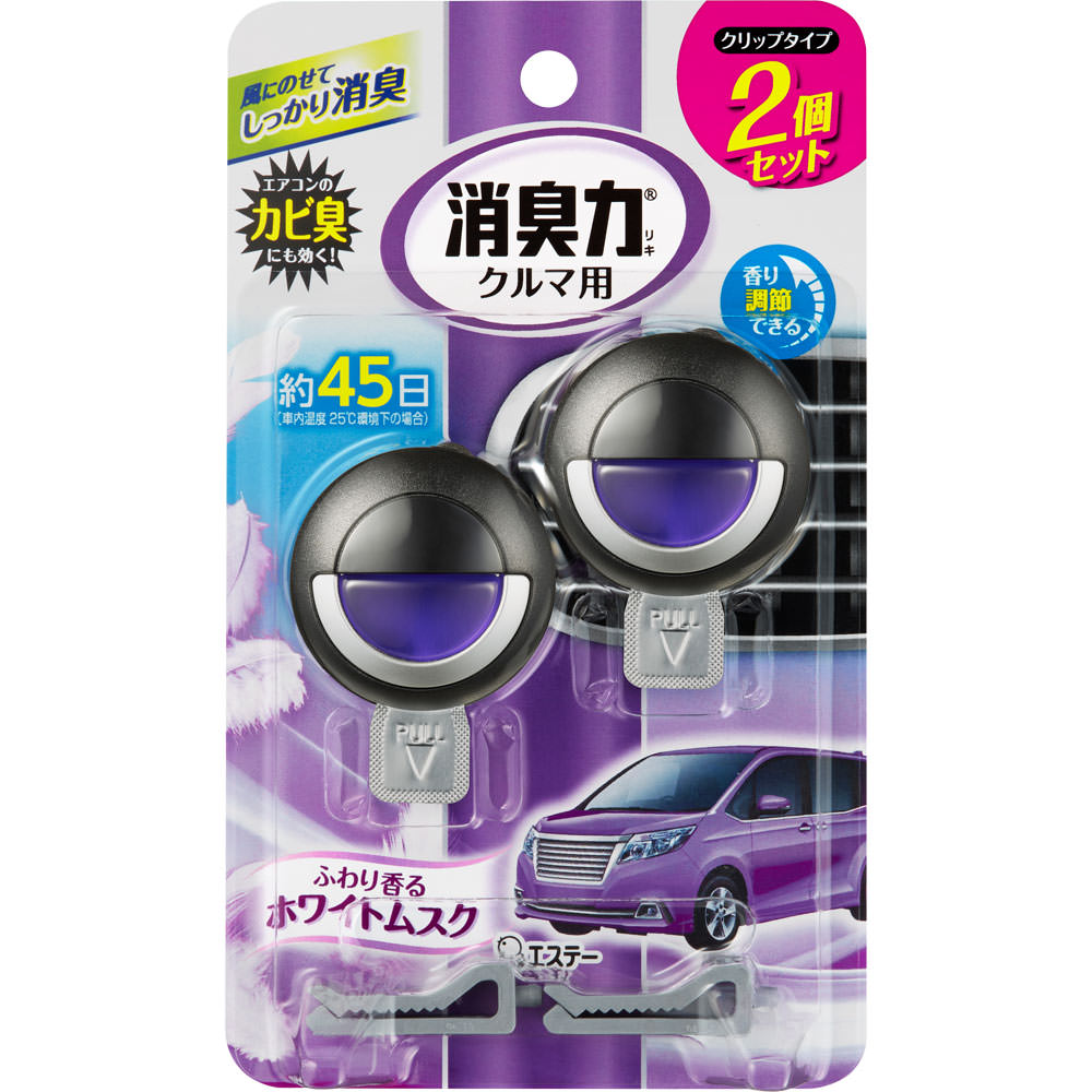 【36個セット！】＼スーパーSALE限定★エントリーでP15倍＆クーポン発行中／【★】クルマの消臭力 クリップタイプ ホワイトムスク3.2mL×2個【エステー株式会社】