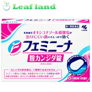 ＼12/1限定★エントリーで最大100%ポイントバック(抽選)＆P17倍／【第1類医薬品】【3個セット！】【送料無料！】フェミニーナ　腟カンジダ錠 6錠【小林製薬】【第1類医薬品の使用について要承諾】のサムネイル
