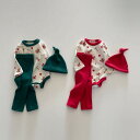 クリスマス 赤ちゃん 服 3点セット ロンパース+帽子+タイツ ベビー サンタさん 冬 コットン キッズロンパース 暖かい 長袖 韓国風 可愛い 大人気 ファッ...