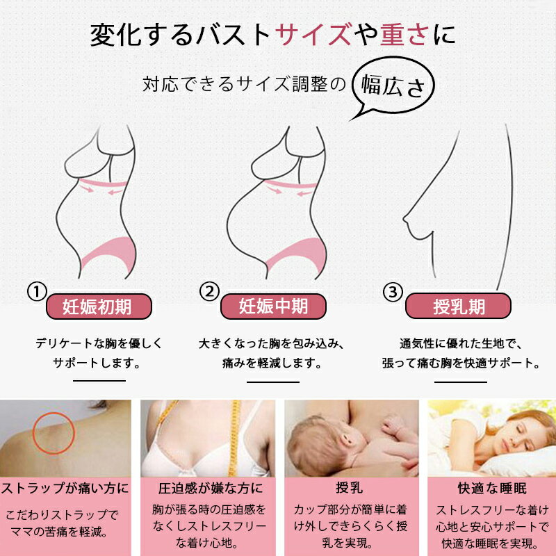 【あす楽】【楽天ランキング受賞】【産前産後兼用】マタニティ ブラジャー 妊婦 　授乳ブラ　美乳　垂れ防ぎ　授乳しやすい　授乳ブラジャー　授乳用ブラジャー　ブラ 産前 産後 授乳　マタニティ授乳兼用　6色 ノンワイヤー