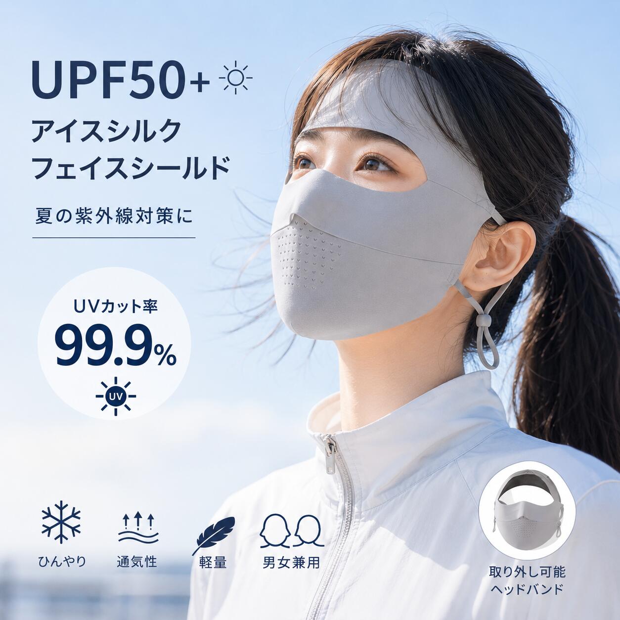 樂天商城 - UVカット フェイスカバー 冷感 通気孔付き 日焼け防止 マスク 目元開き 紫外線対策 小顔効果 自転車 運転 アウトドア 男女兼用