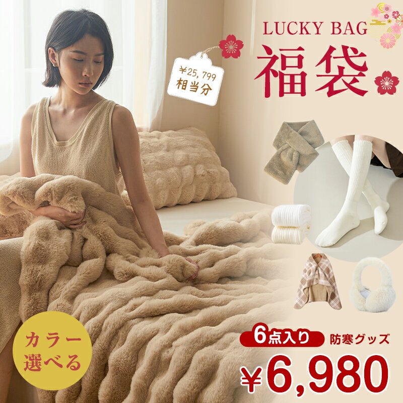 カラーが選べる 6点入り 寒さ対策グッズ 福袋 2026 厳選商品6点 ふわふわ毛布 ふわもこ毛布 ティペット..