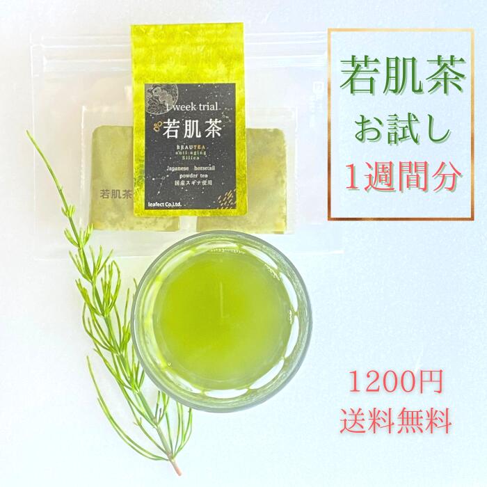 クーポン利用で3商品10%off！★ 野草茶 健康茶 植物茶 【送料無料】若肌茶お試し(7日分 0.3g×7包) 美肌 髪 お茶 ケイ素 美味しい ノンカフェイン 妊婦 頭皮 プレゼント 天然 シリカ 美容 抜け毛 国産 サプリ コラーゲン ヘアケア 乾燥肌 のむシリカ 目元 ケア