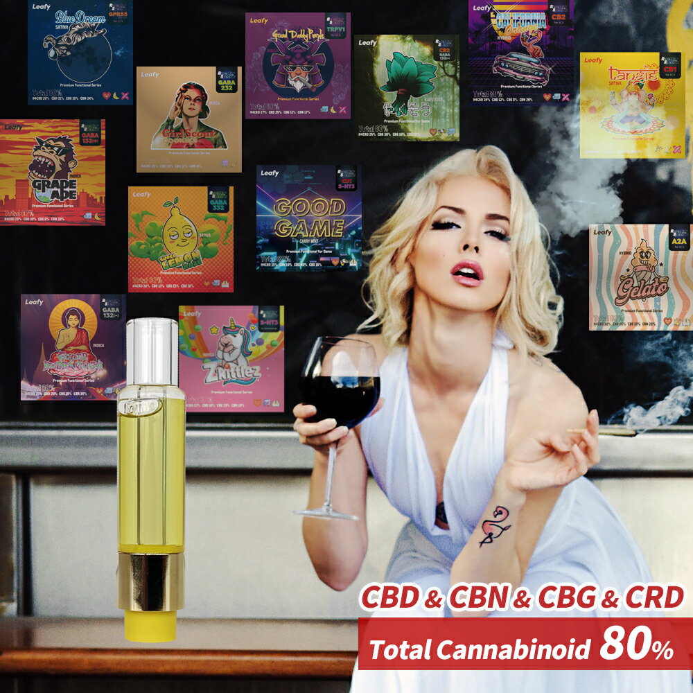 楽天Leafycollective【15％OFFクーポン】[Premium Functional] レセプターテルペン CBD CBN CBG リキッド 1ml カートリッジ 高濃度 90％ アトマイザー 510 規格 スレッド ヴェポライザー バッテリー デバイス 対応 e-liquid CBDリキッド オイル CB1 CB2 GPR55 GABA