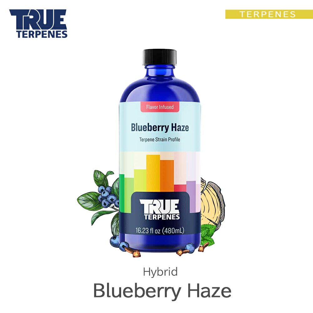 TRUE TERPENES Flavor Infused Strain -Blueberry Haze- ■商品内容ジューシーベリーとウッディな香り ■サイズバリエーション ●1ml ●5ml ●10ml ●30ml ■製造元：TRUE TERPENES（アメリカ） ■輸入販売者：デイライトグローバル株式会社（日本正規代理店） ※違法な成分は一切含まれておりません。 【注意事項】 ・商品画像を参考にフレーバーをお選びください。 ・高温多湿を避け、冷暗所にて保存、保管してください。 ・テルペンの効果には個人差がございます。全てを保証するわけではございません。予めご理解頂いた上でお買い求めください。 ・CBD、VAPE関連製品につきまして、有害な成分は混入しておりませんが、お客様ご自身の「体調管理」や「自己責任」の上でご使用ください。 必要であれば医師の診断等と合わせてご検討ください。また、製品の効果に関しましては個人差がございますので確実に保証するものではございません。 ・バッテリー、電子機器やアトマイザーに関しましては水濡れや強い衝撃を避けて安全にお使いいただきますよう、お願いいたします。 ・商品の初期不良に関しましては、お手数ですが商品到着後すぐにご連絡ください。初期不良以外での理由（お客様都合）による返品返金の際は、お客様側での送料手数料負担をお願いしております。予めご了承ください。