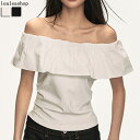 【全品10%OFFクーポン配布中】トップス レディース ブラウス フリル ワンショルダー オフショルダー 半袖 Tシャツ レディース 夏 スタイル プリーツ ウエスト スリミング トップ