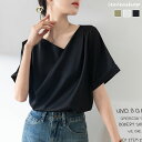 【10%OFFクーポンで3499→3149円】レディース トップス シャツ 単品 半袖 Vネック 黒 パフスリーブ ゆったり袖 クロス サテン風 シルキー 光沢 ドレープ ラグジュアリー 高級感 モダン シック