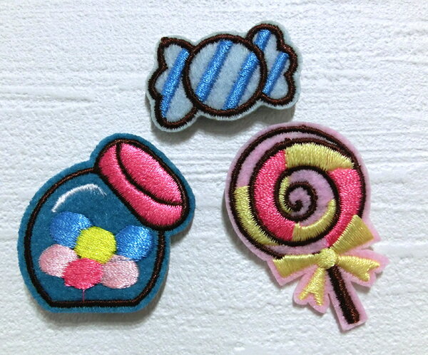 Rakuten - 3枚セット アメ 飴玉 ワッペン 刺繍 アップリケ ミシン手芸 アメリカ