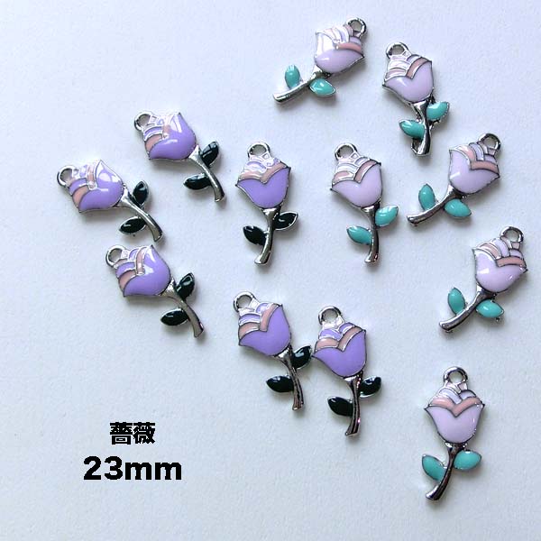 Rakuten - 23mm パステル バラ 薔薇 チャーム パーツ ハンドメイド アクセサリー