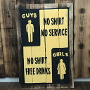 GUYS GIRLS NO SHIRT NO SERVICE 木製看板 ハワイ 看板 ヤシ