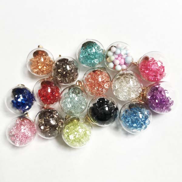 Rakuten - ガラスボールチャーム ビーズ パーツ ハンドメイド アクセサリー チャーム キラキラ