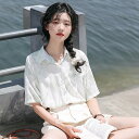 柄シャツ レディース 半袖 柄 ブラウス レディース 春 夏 プリント ゆったり カジュアル 羽織り 総柄シャツ 韓国ファッション(4)