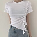 tシャツ レディース 半袖 カジュアル 無地 シンプル 半袖tシャツ アシンメトリー トップス カットソー クルーネック ラウンドネック 韓国ファッション