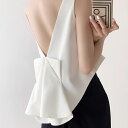 バックオープン トップス カットソー ノースリーブ トップス 春 夏 ノースリーブ シャツ 白 黒 無地 シンプル セクシー 韓国ファッション