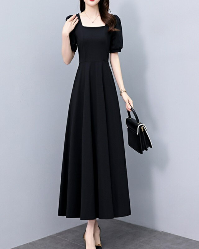 ワンピース 半袖 きれいめ ロングワンピース 半袖 夏 レディース パーティードレス 大きいサイズ 3L 4L 5L 6L 結婚式 お呼ばれドレス 無地 シンプル ウエスト切り替えドレス