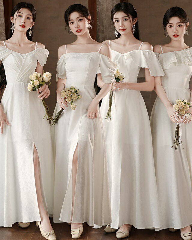 ウェディングドレス 二次会 白 ドレス ロングドレス 小さいサイズ 大きいサイズ ロング丈 ミモレ丈 ウェディングドレス オフショルダー